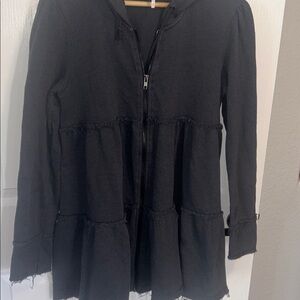 Free People Layered Ruffle Hooded Jacket